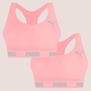 Imagem de Kit Com 2 Tops Puma Nadador Sem Costura E Sem Bojo Fitness Fit Para Academia Corrida Treino-Feminino
