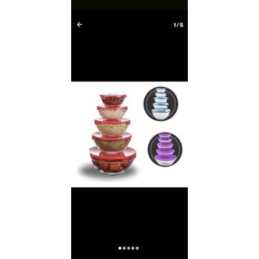 Imagem de Conjunto de Potes de Vidro com Tampa Vermelha, 5 Peças, 180ml a 870ml