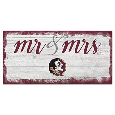 Imagem de Fan Creations Placa NCAA Florida State Seminoles unissex Florida State Script Mr & Mrs Sign, cor do time, 15 x 30 cm