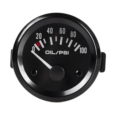 Imagem de BESULEN Medidor de pressão de óleo para carro 5.1 cm 52 mm, ponteiro 12V 0-100PSI Medidor de pressão digital de óleo com indicador de luz LED e sensor, medidor de pressão automotivo, universal para