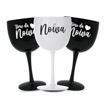 Imagem de Kit 06 Taças Gin Vodka 580ml Acrílica - Personalizadas Chá de lingerie despedida de solteira madrinhas Bride Noiva - Aloha (Preto - Noiva)