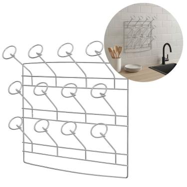 Imagem de Escorredor De Copo De Parede 12 Lugares Aço Cromado Prime - Araminas