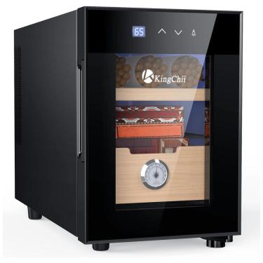 Imagem de Umidor Elétrico para Charutos 16L com Prateleiras e Higrômetro, 110 Volts, KingChii, Preto