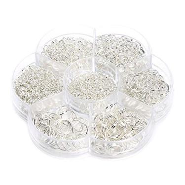 Imagem de Anéis de salto em círculo aberto 1450 peças – 1 caixa 3 mm 4 mm 5 mm 6 mm 7 mm 8 mm 10 mm metal monocólico manual anel de conexão para acessórios de artesanato faça você mesmo, Prata, 1