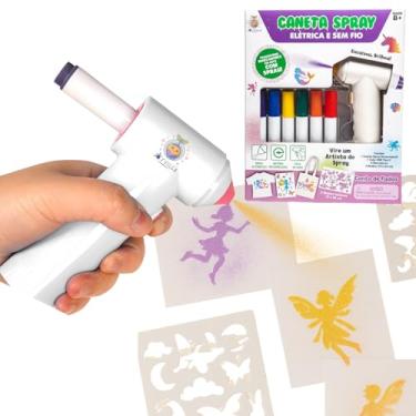 Imagem de Kit Pintura Infantil Caneta 3D Brush Pen Brinquedo Menina Criativo com Pistola de Pintura Elétrica (Caneta Spray + 5 Marcadores)