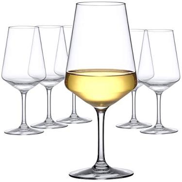 Imagem de Amazing Abby Taças de vinho Tritan inquebráveis de 590 ml (conjunto de 6), copos de vinho branco de plástico reutilizáveis, livres de BPA, seguras para lava-louças, à prova de quebra, perfeitas para atividades ao ar livre, piscina, acampamento e mais