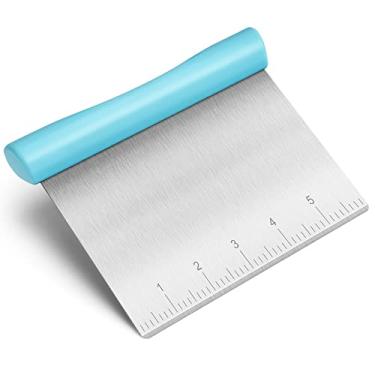 Imagem de Bench Scraper, Rainspire Stainless Steel Dough Scraper, Pastry Scraper, Pizza and Dough Cutter Multi-Purpose Scraper/Chopper, Pizza Cutter Food Chopper Baking Supplies Kitchen Gadgets, Blue