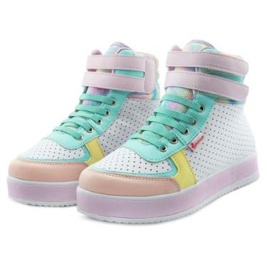 Imagem de Tênis Infantil Cano Alto Gatatuya Menina Colors, 31, Branco, Menina