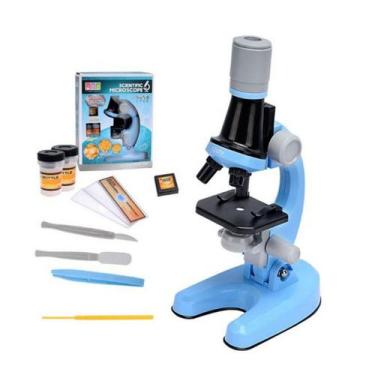 Imagem de Kit de microscópio para crianças azul claro com 100x a 450x - Lightbek