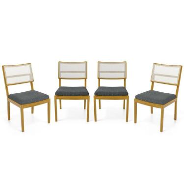 Imagem de Kit Com 4 Cadeiras Milena Madeira Maciça Assentos Estofados Encostos De Tela Sintética