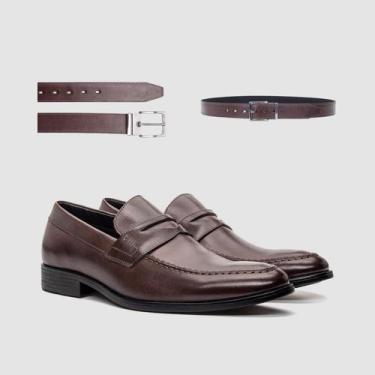 Imagem de Kit Sapato Social Couro Com Cinto Elegancia Premium Qualidade Sofistic