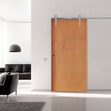 Imagem de Porta Correr 12 Trilho Soft Aparente Puxador Tubo 80cm 72cm X 210cm Di