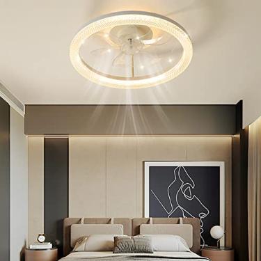 Imagem de Ventilador com controle remoto silencioso Ceililight 48W interno 3 velocidades quarto pequeno ventilador luzes de teto com temporizador sala de jantar ventilador com ceililight/branco
