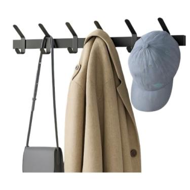 Imagem de Cabideiro De Parede Suporte Preto 6 Ganchos Closet