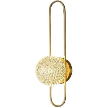 Imagem de Apliques de parede, Aplde parede de noite de vidro canelado transparente de meados do século, criatividade nórdica, padrões de folhas de latão, candeeiro de parede para quarto, candeeiro de parede