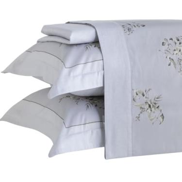 Imagem de Jogo de Cama Queen Satineé Kacyumara - Percal 300 Fios 100% Algodão Egípcio - Lençol Dobra Feita (Madi - 4758)