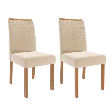 Imagem de Cadeiras Kit 2 Cadeiras Clarice Wood Suede Madeira/Nude - Cimol