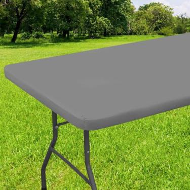 Imagem de Toalha de mesa Smiry Elastic Fitted Flannel Vinyl de 5 pés dobrável