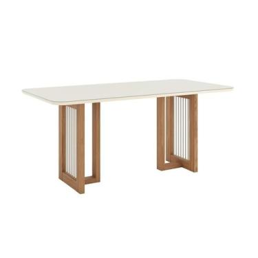 Imagem de Mesa Jantar Yara 180 Canto Arrendon Vidro Nature/Off White - Henn