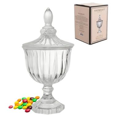 Imagem de Hauskraft Potiche Bomboniere de Vidro, Baleiro Porta Doces com Tampa, Transparente, 24,5cm Altura x 11,5cm Largura, Design Elegante Melina