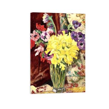 Imagem de Pôster e impressões em tela de flores vintage - reprodução de pintura de arte de parede famosa - anêmonas em vaso - imagens prontas para pendurar tela embrulhada 50 x 75 cm 20 x 30 polegadas