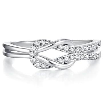 Imagem de Anéis de prata infinitos de zircônia cúbica para mulheres, tamanhos 7 alianças delicadas de promessa de eternidade, dia dos namorados, amizade, casamento, joias modernas.