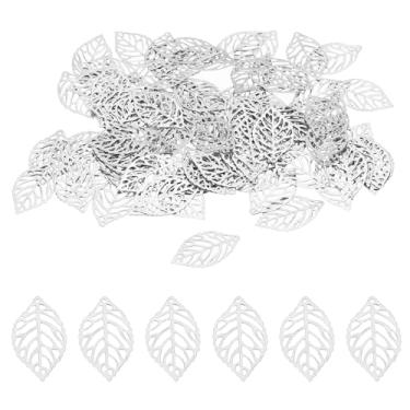 Imagem de Pingentes de folha de 23 mm, pacote com 100 contas de folha de árvore de metal em massa de malha para fazer joias, pulseira, colar, brinco, chaveiro estilo 1, níquel