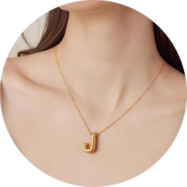 Imagem de Colar com pingente de inicial 3D, letra A-Z, joia de corrente de cobra, feita de design moderno de aço inoxidável, adequado para mulheres, F, Aço inoxidável, Sem Pedra Preciosa