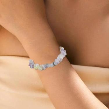 Imagem de Pulseira de pedras naturais para mulheres, corrente de contas coloridas, lascas irregulares, cristais de cura, pulseira de pedras preciosas naturais, pulseiras elásticas com contas elásticas chakras