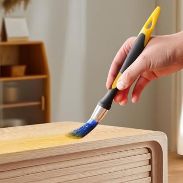 Imagem de Pincel de tinta redondo de precisão para trabalho detalhado, ferramenta de pintura de borda de cerdas macias para cantos, bordas e acabamento