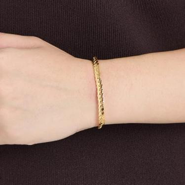 Imagem de Pulseiras masculinas ajustáveis com pingente de trigo/elos rolo/cubano/corrente de cobra empilhável joias modernas, One Size, Cobre, Sem Pedra Preciosa