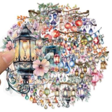 Imagem de 50 peças de adesivos transparentes multicoloridos de luz fraca, materiais modernos transparentes de PET Ledger, adesivos decorativos para notebook de guitarra