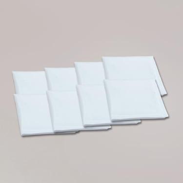 Imagem de Kit de 8 Guardanapos de Mesa Classic Tecido Oxford Maquinetado, 43x43cm, Acabamento com Bainha, para Mesa Posta, Jantares e Eventos (Branco)