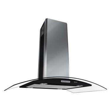 Imagem de Coifa Ilha Terim 75cm Vidro Curvo Black Com Inox 110V