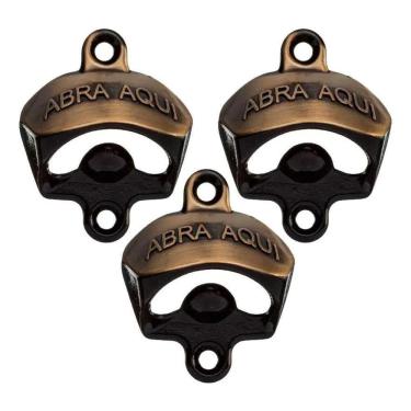 Imagem de 2X Kit 3 Abridor Garrafa De Parede Pequeno Vintage Abra Aqui