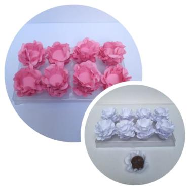 Imagem de Forminhas para Doces, 80 Peças Decorativas em Formato de Flor para Festas, Casamentos e Aniversários (Branco e Rosa Claro)