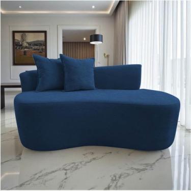 Imagem de Namoradeira Sofá Feijão Hana Orgânica Couro Azul Marinho - Mazzero Dec