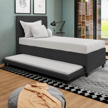 Imagem de Base Cama Box Solteirão Com Cama Auxiliar Veludo Skybox Preto