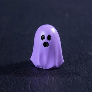 Imagem de 1 miniatura, enfeites de fantasma de Halloween, mini figuras de paisagem para jardins de fadas, terrários, decoração de mesa e festa, fantasma roxo, grande