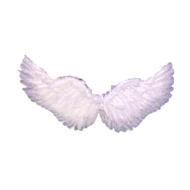 Imagem de UGPLM Asa de anjo de penas, fantasia leve e fofa para baile de máscaras de Halloween, Branco
