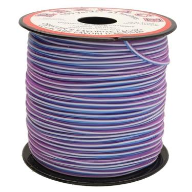 Imagem de Rexlace Cordão de plástico plano – Cordão trançado Boondoggle sem látex, azul/branco/roxo, 0,092" de largura, 0,035" de espessura, 100 jardas (91 metros)