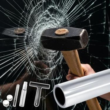 Imagem de DUOFIRE Película de segurança para janela premium de vidro temperado de 8 mm para maior segurança, adesivo antiestilhaçamento para supermercado, vitrine, casa, escritório, janelas 89,9 x 199,9 cm