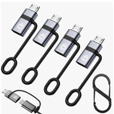 Imagem de URANT Adaptador USB C para Micro USB (pacote com 4), adaptador fêmea tipo C para micro USB macho, adequado para Samsung Galaxy S6/S7 Edge, LG Nexus 4/5/6 e muitos outros dispositivos (cinza)
