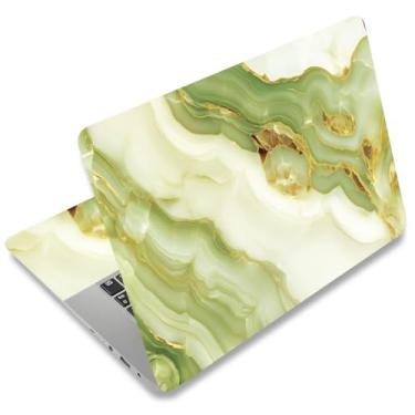 Imagem de SUPERDANT Adesivo de película de laptop de mármore dourado verde universal para notebooks adesivos de capa de laptop de 30 ~ 15,6 polegadas adesivos removíveis à prova d'água para notebook protetor