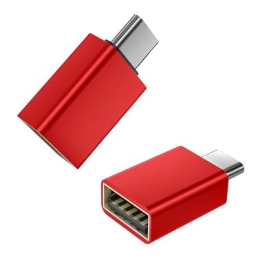 Imagem de [Certificado Apple MFi] Adaptador USB C para USB, USB C macho para USB 3.0 fêmea OTG conversor de cabo compatível com MacBook Pro Air, tablets, iPhone 17 Pro Max/17 Plus/16/15 Series (vermelho-2