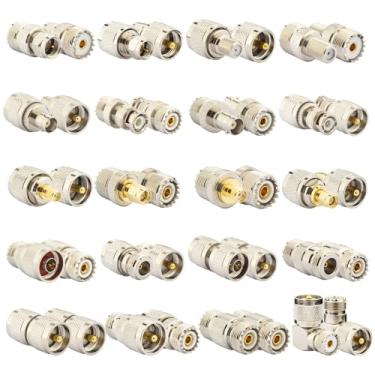Imagem de YOTENKO Kit adaptador PL259 SO239 de 20 peças - UHF PL259 SO239 para BNC/SMA/PL-259 SO-239/N/F macho fêmea RF antena conector coaxial conjunto