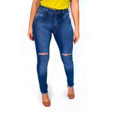 Imagem de Calça Jeans Skinny Feminina Alta Rasgada Desfiada Anticorpus-Feminino