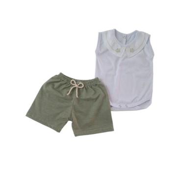Imagem de Conjunto Algodão Shorts e Body Regata Príncipe e Princesa - Kowak Baby