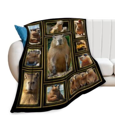 Imagem de Cobertor Capivara Colagem de Capivaras Cobertores Bonito Estampa Animal Confortável Lã Flanela Material de Pelúcia Leve Presente para Homens Mulheres Adultos para Sofá Cama Decoração 101 cm X 127 cm
