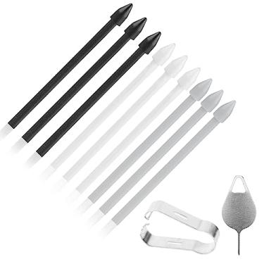 Imagem de 9 pontas de caneta Stylus para Samsung Galaxy S23 Ultra com clipe e pino, pontas de recarga para canetas Stylus de fibra de carbono, recargas de ponta de caneta de fibra para Stylus